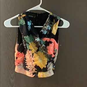 Zara floral print crop top